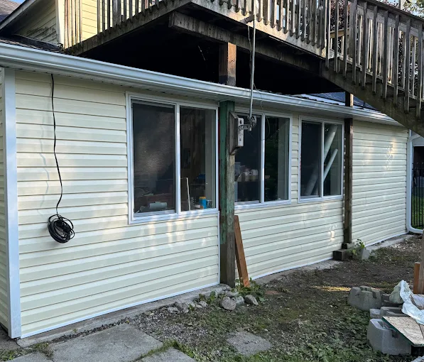 Wall exposed during removal of existing exterior siding.
